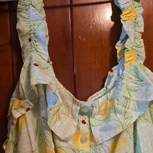 Ladybug Floral Green and Yellow Top